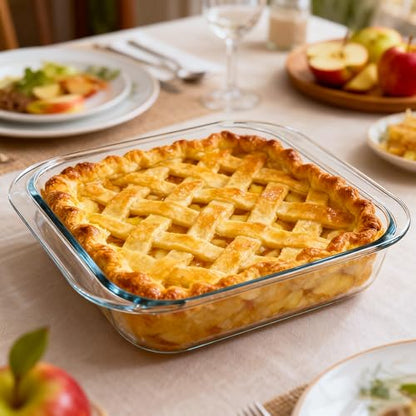 Vitrignis Glass Baking Dish - 2.4Qt Square 9x9 Baking Pan - Baking Pan With Oven Mitts - Glass Baking Dishes For Oven