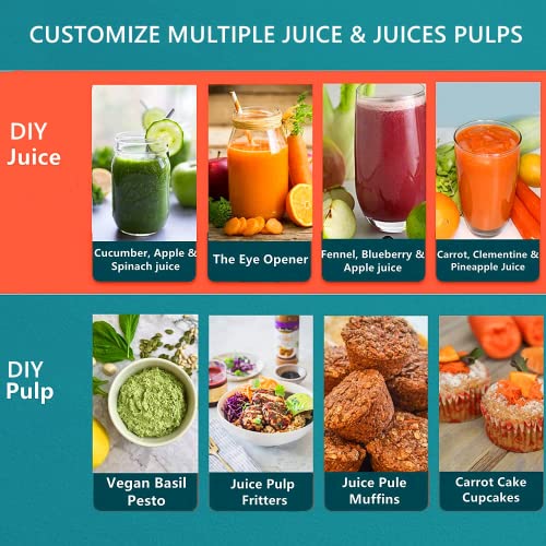 Juicer Machines Max 800W, Juilist New Generation Juicer Machines Vegetable and Fruit Easy to Clean, Compact Centrifugal Juicer Extractor with 3" Wide Mouth and Anti-Drip, Dual Speeds, Recipe & Brush