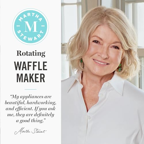 Martha Stewart Rotating Waffle Maker, Ceramic Nonstick Plates, Honeydew