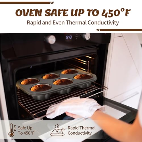 Baking Pans Set, Nonstick Bakeware Sets, Oven Pans for Cooking, AIVIKI 6 Pieces Baking Sheets Set Including Cookie Sheet, Deep Roaster Pan, Square Pan, Loaf Pan, Muffin Pan, Carbon Steel Baking Set