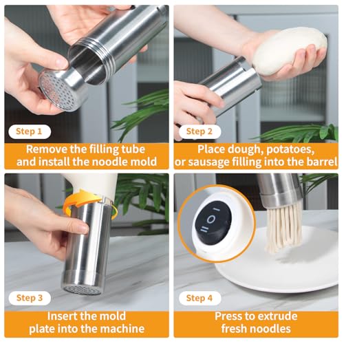 3 in 1 Electric Potato Ricer and Pasta Maker Machine, Multi Function Noodle Maker Potato Masher Sausage Maker and Stuffer for Home Kitchen, Powerful Motor Easy to Use and Clean