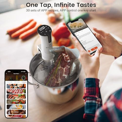 BLITZHOME Sous Vide Machine, WiFi APP Included, 1100W Sous Vide Cooker with Accurate Temperature & Timer, Stainless Ultra Quiet Precision Immersion Circulator Device, Kitchen Gadgets with Recipes