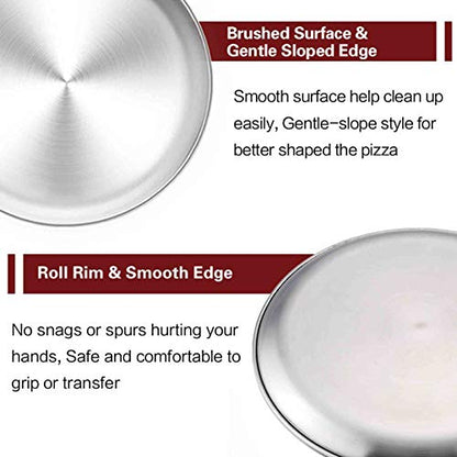 TeamFar Pizza Pan, Stainless Steel 12 Inch Pizza Pan Tray Round Pizza Oven Baking Pan, Healthy & Heavy Duty, Dishwasher Safe & Easy Clean