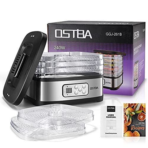 OSTBA Food Dehydrator, 5 Trays, 240W Dryer for Jerky, Fruit & Snacks