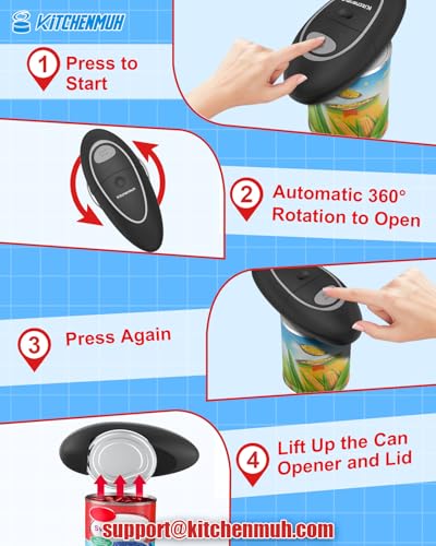 One Touch Electric Can Opener Fits All Can Sizes for Seniors with Arthritis, Battery Operated Can Opener with Smooth Edge, Food Safe Kitchen Gadgets Automatic Can Opener for Kitchen
