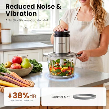 Food Processor with 2 Bowls (8 Cup+8 Cup), 2-Speed Electric Food Chopper