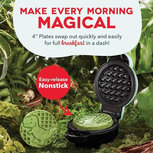 Dash MultiMaker® Mini System - Compact Waffle Maker for Family Breakfasts - Removable Griddle Plates & nonstick surface - 6 Plates - Aqua