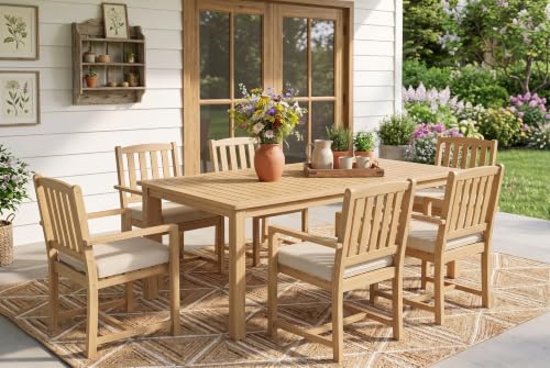 FansaFurn 7 Piece Acacia Outdoor Patio Table and Chairs Set for All-Weather