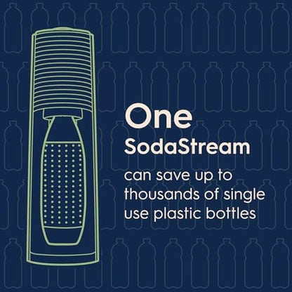 SodaStream TERRA Sparkling Water Maker, Starter Kit, CQC CO2 System, Includes 1 Quick Connect 60L CO2 Cylinder, 1 Dishwasher Safe BPA Free Bottle, 1 bubly Lime Drop, Make your own Pepsi, Black