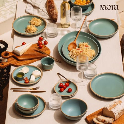 Mora Micro Ramekins Set of 4, 6oz Ceramic Pottery Baking Dishes - Microwave, Oven and Dishwasher Safe - Iris