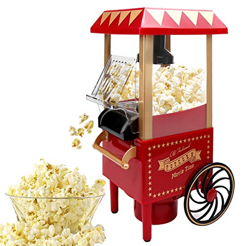 VAlinks Hot Air Popcorn Machine, Popcorn Maker, 1200W Home Electric Popcorn Popper with Kernel Measuring Scoop, Healthy Oil-Free & BPA-Free for Home, Birthday Party, Movie Night or Christmas (Small)