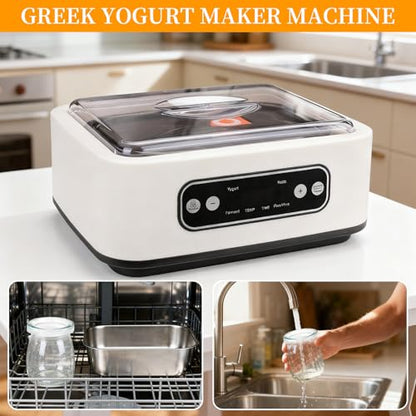 Homemade Greek yogurt comes with 9 jars, temperature control and intelligent timer, multi-purpose rice wine, fermentation, natto, etc (White)