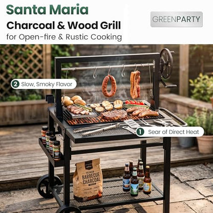Argentine Santa Maria Grill with Adjustable Height Grates for Outdoor Grill