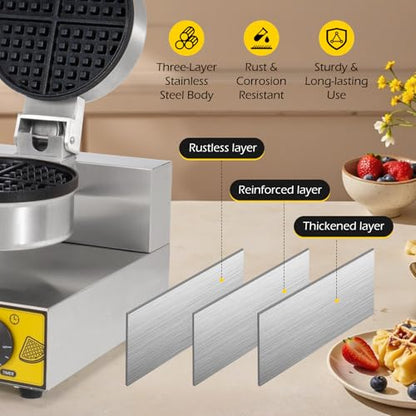Dyna-Living Commercial Waffle Maker Double Head Waffle Iron for Restaurant