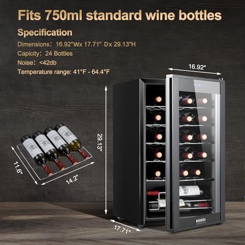 BODEGA COOLER 24 Bottle Wine Cooler, Wine Fridge for Kitchen, Bedroom & Bar