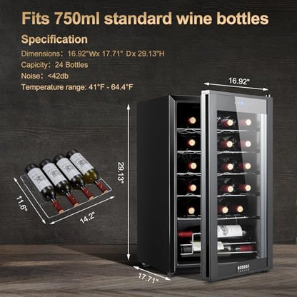 BODEGA COOLER 24 Bottle Wine Cooler, Wine Fridge for Kitchen, Bedroom & Bar