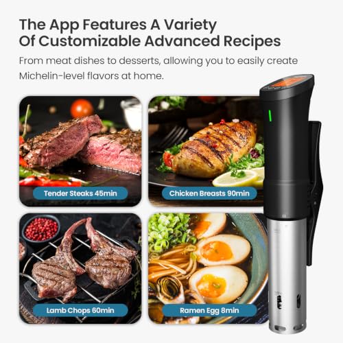 WiFi 2.4G Sous Vide Cooker, 1000W Sous Vide Machine Ultra-Quiet & 3D Fast Heating, App Control, Timer, Precise Calibration & Restaurant Chef-Level Recipes