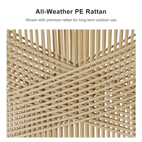 PURPLE LEAF Outdoor Dining Set 9 Pieces Aluminum PE Rattan Champagne