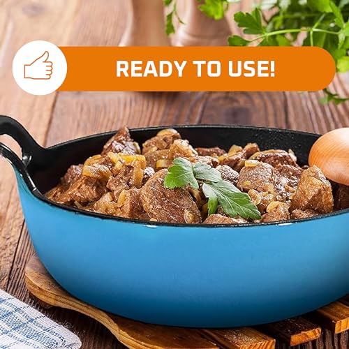 Bruntmor Enameled Cast Iron Balti Dish With Wide Loop Handles, 3 Quart |Premium Cookware for Baking, Coated Skillet Oven-Safe, Casserole Dish, Dutch Oven Pot, Bakeware (Grey, Small)