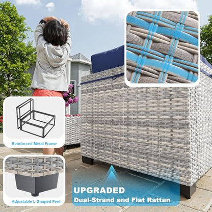 Sweecci Outdoor PE Wicker Rattan Modular Patio Sectional Sofa Set