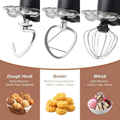 6.5 Qt 10-Speed Tilt-Head Stand Mixer with Dough Hook, Whisk, Beater & Splash Guard, Electric Kitchen Mixer for Baking, Cakes, Bread, and Home Cooking (Black)