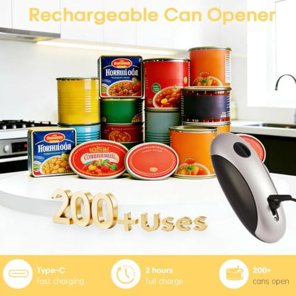 ZEUSORA Electric Can Openers in 2026: Automatic Can Opener Electric with Rechargeable. The Can Opener Creates A Smooth Edge, Making It The Best Gift for Seniors And Kids. Sliver & Black