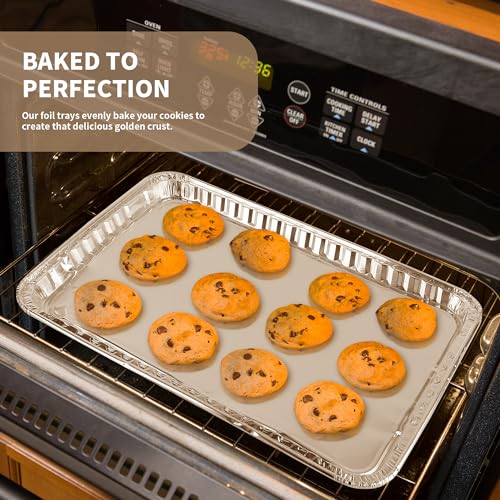 YEUIKERR 24 Pack 16 x 11 inch Aluminum Disposable Cookie Sheets for Baking and Roasting Disposable Aluminum Foil Grilling Pans for Brownie Tins,Cooking Thin, Cakes