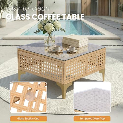 FHFO 8 Piece Patio Furniture Set, Outdoor Wicker Sectional Sofa Set