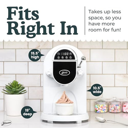 BLIZZEE Soft Serve Ice Cream Machine 1.25Qt | No Pre-Freezing Countertop Ice Cream Maker for Home | Built-In Compressor | Adjustable Hardness, LED Display | Frozen Yogurt, Gelato, Dairy Free