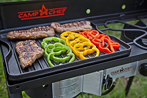 Camp Chef Reversible Pre-Seasoned Cast Iron Griddle, Cooking Surface 14 in. x 16, Black