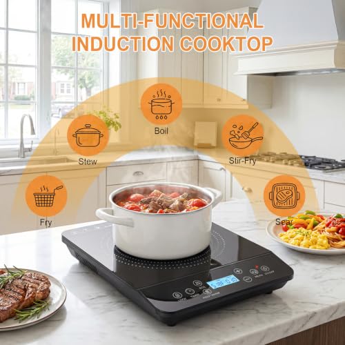 Portable Induction Cooktop 1800W Electric Countertop Stove for Kitchen, RV