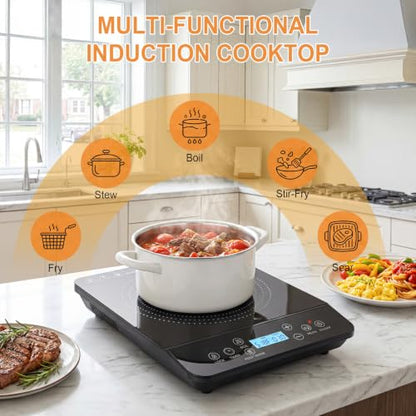 Portable Induction Cooktop 1800W Electric Countertop Stove for Kitchen, RV