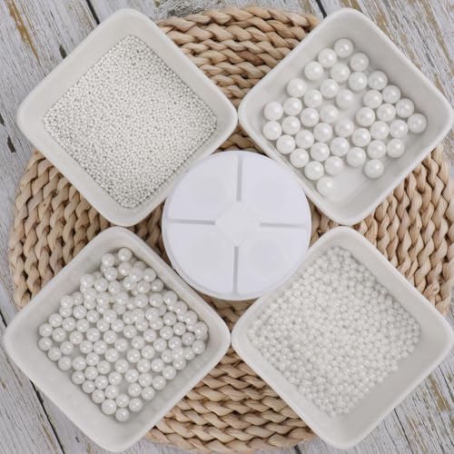 Sprinkles for Cake Decorating, 7.8oz White Pearl Sprinkles 4 Sizes Mix for Cake Cupcake Cookie Baking Donuts Ice Cream Toppings