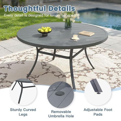 DIFY 11 Piece Outdoor Dining Set, Metal Table & Textilene Chairs, Grey