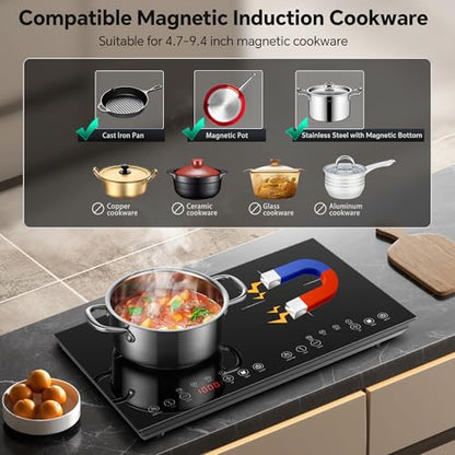 Portable Double Induction Cooktop, 1800W 2 Burner Induction Burner