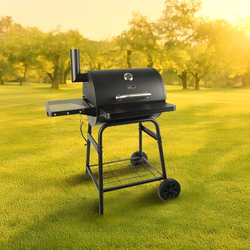 Grill Boss 23 Inch Charcoal Barrel Grill with Adjustable Grate, Large Cooking Area, Black