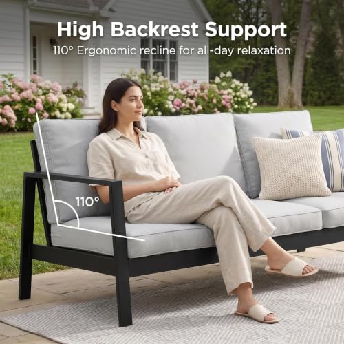Wisteria Lane Aluminum Outdoor Couch, Patio Sofa with 5" Thick Cushions