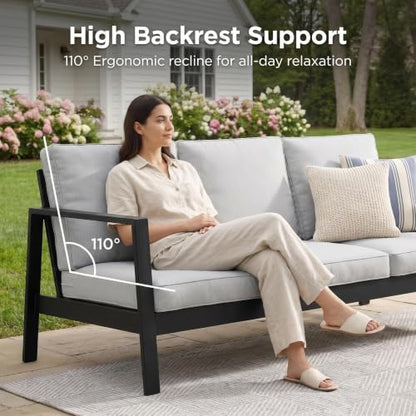 Wisteria Lane Aluminum Outdoor Couch, Patio Sofa with 5" Thick Cushions