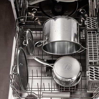 SANFELA 8 Quart Stainless Steel Stock Pot With Glass Lid, 5 Ply Stainless Clad, Induction Compatible, PTFE, PFAS and PFOA Free