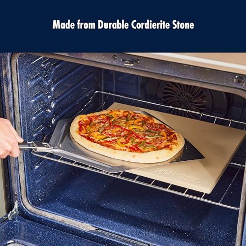 HENCKELS BBQ Pizza Stone for Oven and Grill, Cordierite Baking Stone for Crispy Crust, Heavy Duty Ceramic Stone for Outdoor Pizza Cooking, White