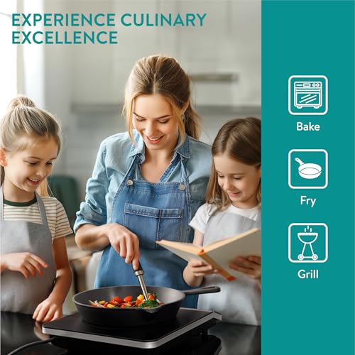 Navaris Cast Iron Skillet - 6/8/10 inch(15/20/25cm) Pre-Seasoned Frying Pan, Pour Spouts, for Oven, Stovetop, Grill & Campfire, Non-Toxic, Heavy-Duty, Even-Heating Cookware