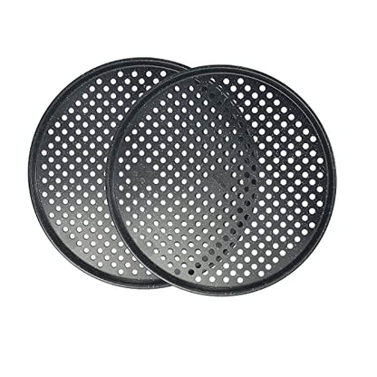 Monfish 14 inch Pizza Pan with holes 2 pack perforated huge Pizza Tray Carbon Steel Crisper Pan Non stick Pizza pan for oven