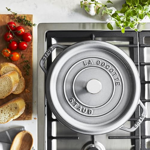 Staub Cast Iron 4-qt Round Cocotte - Graphite Grey