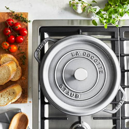 Staub Cast Iron 4-qt Round Cocotte - Graphite Grey