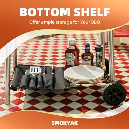 IRONYAK Small Charcoal Grills Outdoor 19 In. BBQ Smoker Foldable Side Table