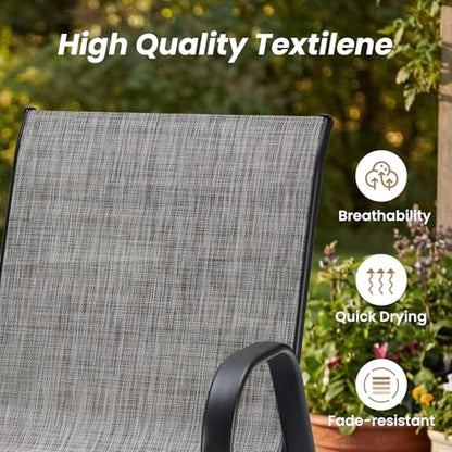 Soohow Patio Dining Set for 4, 5-piece Outdoor Dining Set 4 x Stackable Patio Chairs & 1 x Wood-Like Round Table with Umbrella Hole, All-Weather Outdoor Table and Chairs for Backyard, Balcony, Porch