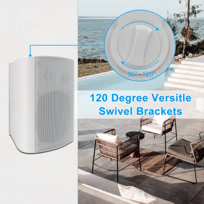 Herdio 5.25 Inches 600 Watts Passive Indoor Outdoor Speakers Wired Waterproof,Wall Mount Speakers with Loud Volume Suitable for Patio,Garden Home Theater