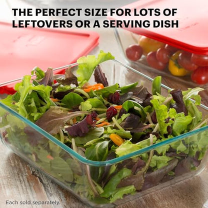 Pyrex Simply Store Glass Food Storage Container, Snug Fit Non-Toxic Plastic BPA-Free Lids, Freezer Dishwasher Microwave Safe, 11 Cup