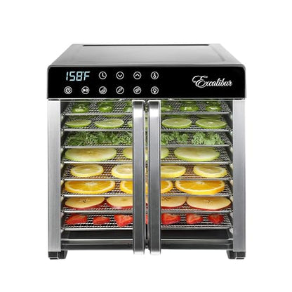 Excalibur Food Dehydrator 8-Tray for Jerky, Fruit, Vegetables, Herbs, Pet Treats, 7.2 Cu Ft Drying Space with Adjustable Temperature Control and 80 hour digital timer, 8-Tray, Stainless Steel