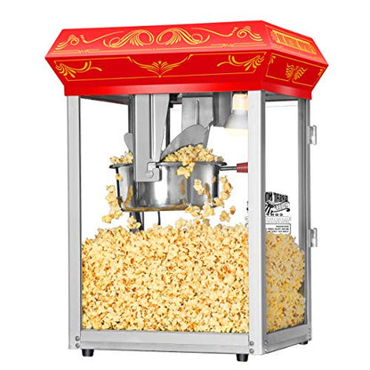 Good Time Popcorn Machine - 3-Gallon Popper with Steel Kettle, Old Maids Drawer, Warming Tray, and Scoop for Home by Great Northern Popcorn (Red)